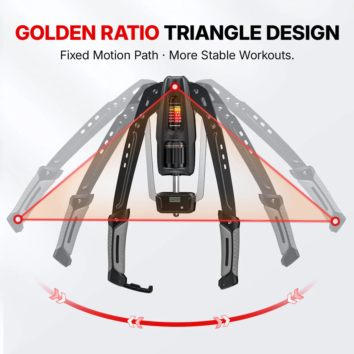 Hydraulic arm strength trainer with counter, resistance adjustable from 22 to 440 pounds.